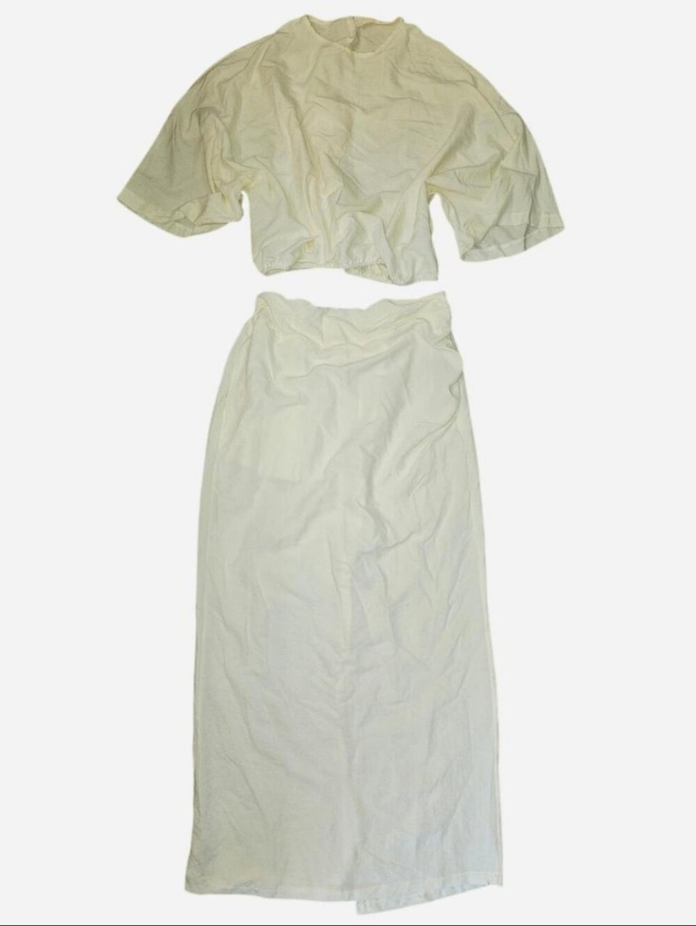 New beautiful Cream bat sleeve 2 piece skirt and crop top set #matching